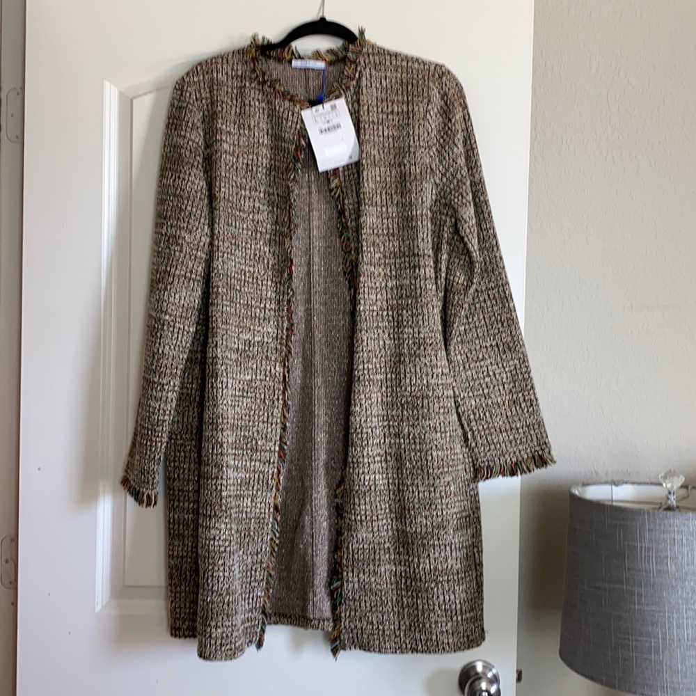 ZARA Fall/Winter 2018 tweed metallic lightweight long jacket